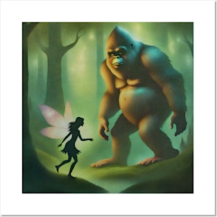 Bigfoot with fairy Posters and Art